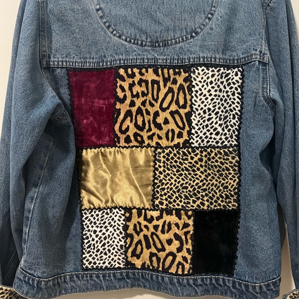 Patchwork Cheetah Jean Jacket - image 5